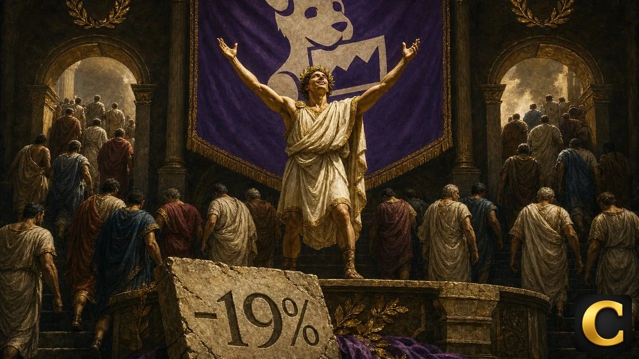 Datadog banner above a laurelled athlete as the entire crowd walks out of the arena
